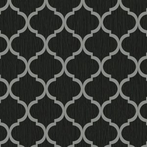 Debona Crystal Trellis Metallic Glitter Wallpaper - Black/Silver