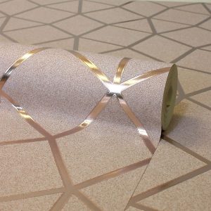 Fine Decor Wallpaper Platinum Geo - Trellis Pink