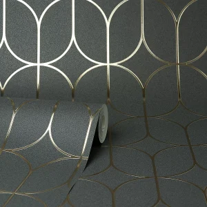 Fine Decor Wallpaper Platinum Rosco -Trellis Charcoal