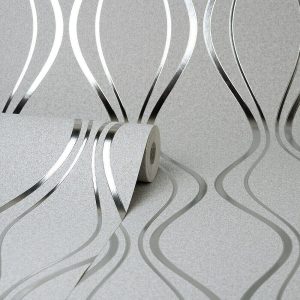 Fine Decor Wallpaper Vymura Platinum Contour - Wave silver