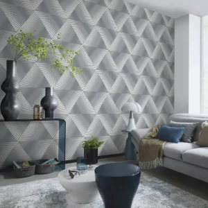 Erismann Gala 3d effect fan Wallpaper - grey metallic