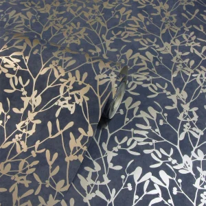 Arthouse Botanica Leaf Wallpaper - Navy/Gold