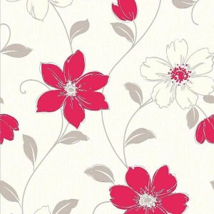 Arthouse Anouska floral Wallpaper - red/white