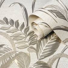 Belgravia Palma Leaf  Heavyweight Wallpaper - Mocha/Champagne