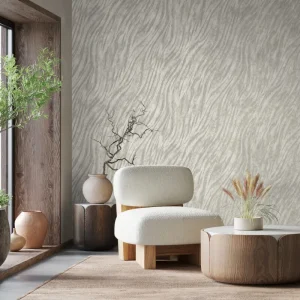 Crown Ember Fur Effect Wallpaper - Grey